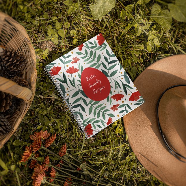 Zauberhafte Blume in Rot und Grün Notizblock (Von Creator hochgeladen)