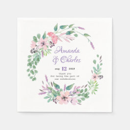 Zauberhafte Blume Wasserfarben Hochzeitskranz Serviette