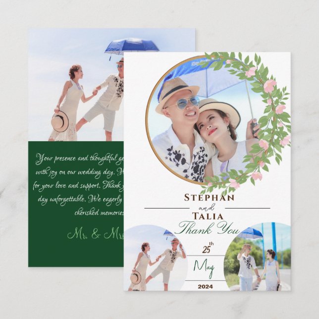 Zauberhafte Blumen Hochzeit Dankeskarte (Vorne/Hinten)