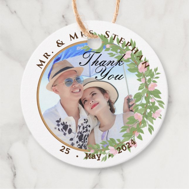 Zauberhafte Blumen Hochzeit Geschenkanhänger (Vorderseite)