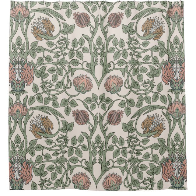 Zauberhafte Blumenbilder Vintag: Retro-Wallpaper. Duschvorhang (Vorderseite)