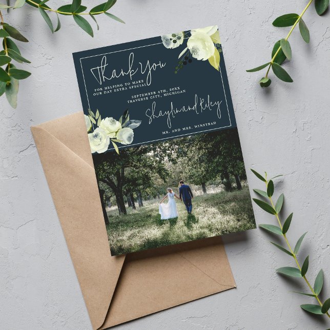 Zauberhafte Blumenblütenhochzeit mitten in der Nac Dankeskarte (Von Creator hochgeladen)