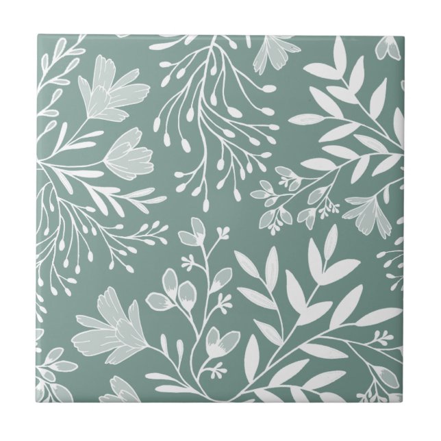 Zauberhafte Blumenwiesen-Träume L6 Weiße Blume Fliese (Vorderseite)