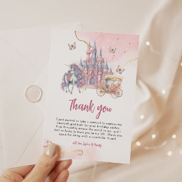Zauberhafte Burg Einhorn Rosa Prinzessin 1. Geburt Dankeskarte