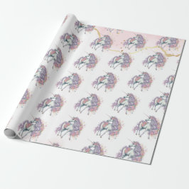 Zauberhafte Burg Einhorn Rosa Prinzessin 1. Geburt Geschenkpapier