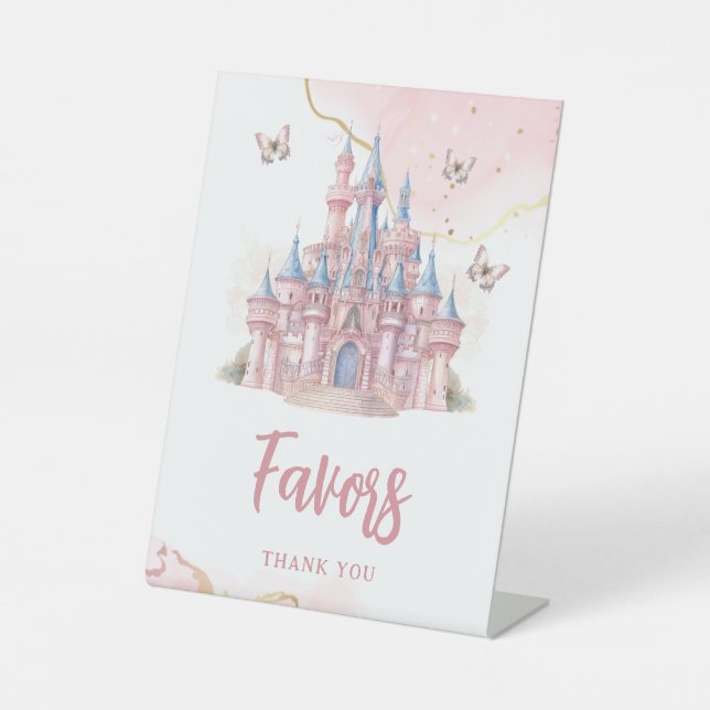 Zauberhafte Burg Einhorn Rosa Prinzessin 1. Geburt Sockelschild (Vorderseite)