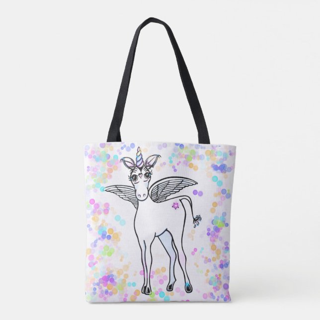 Zauberhafte Einhorn mit bunten Blasen Tasche (Rückseite)