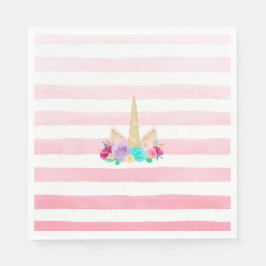 Zauberhafte Einhorn-Rosa-Rosa-Streifen Napkins Serviette