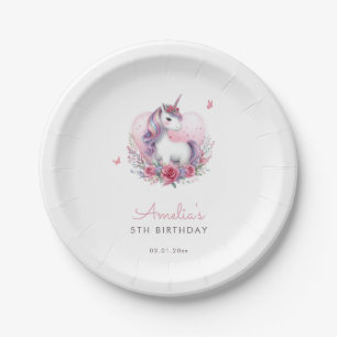 Zauberhafte Einhorn Rosa Schmetterlinge Elegant Pappteller
