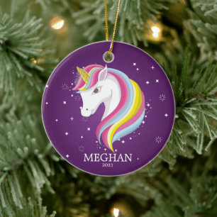 Zauberhafte Einhorn-Weihnachtsschmuck Keramik Ornament