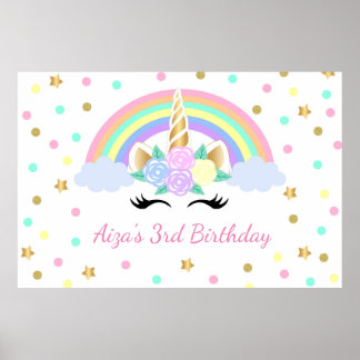 Zauberhafte Einhornkugel Rainbow Unicorn Hintergru Poster