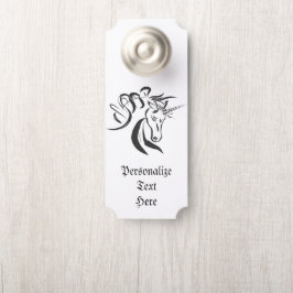 Zauberhafte Einhornskizze Schwarz-Weiß-Zimmer Türanhänger