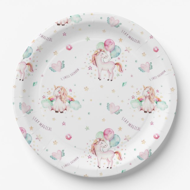 Zauberhafte Einhornwelt Pappteller (Vorderseite)
