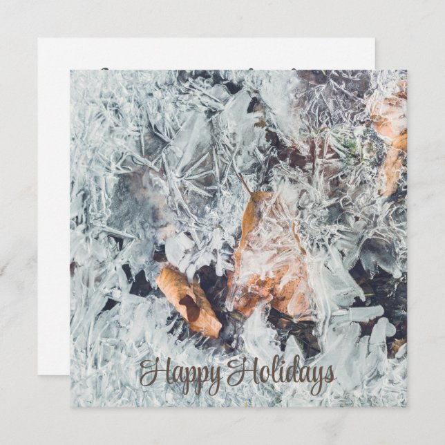 Zauberhafte Eiskristalle mit gefallenen Blätter (Vorne/Hinten)