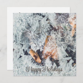 Zauberhafte Eiskristalle mit gefallenen Blätter