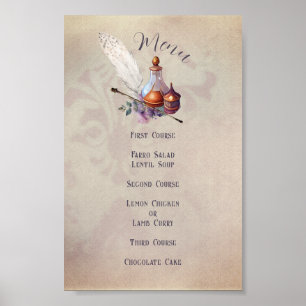 Zauberhafte Eulen-Baby-Shower-Speisekarte Poster