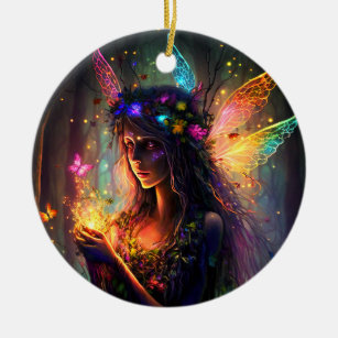 Zauberhafte Fantasy Fairy Lights Keramik Ornament