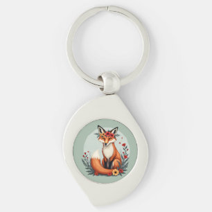 Zauberhafte Florale Fuchs Waldvolkskunst Schlüsselanhänger