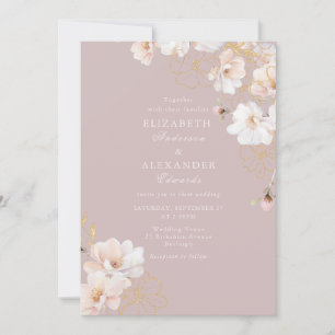Zauberhafte Floraler Wildblume Blush Pink Hochzeit Einladung