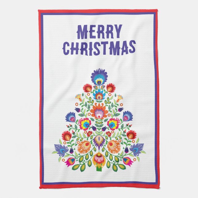 Zauberhafte Florals: Ein Yuletide-Tapisserie der F Geschirrtuch (Vertikal)