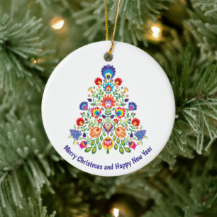 Zauberhafte Florals: Ein Yuletide-Tapisserie der F Keramik Ornament