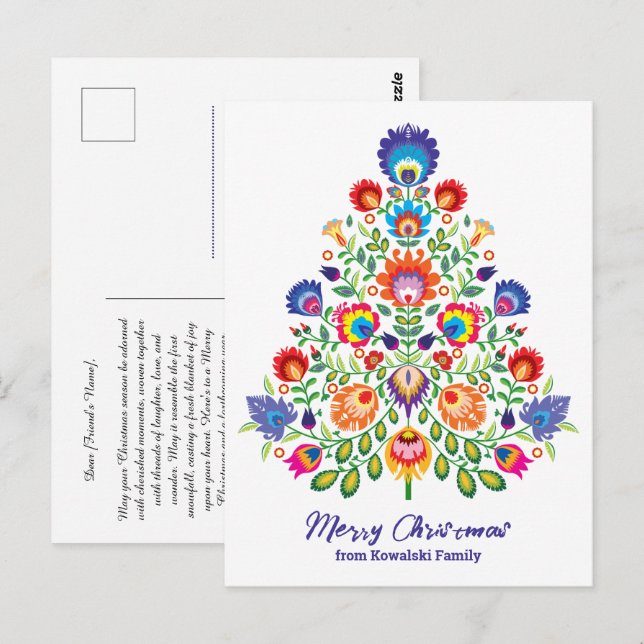 Zauberhafte Florals: Ein Yuletide-Tapisserie der F Postkarte (Vorne/Hinten)