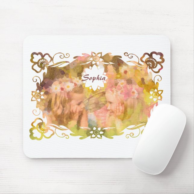 Zauberhafte Flüstern: Zwei Feenfreunde im Garten Mousepad (Mit Mouse)