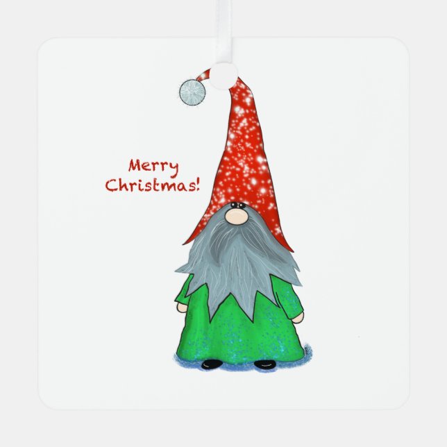 Zauberhafte Gnome Weihnachtsdekoration Ornament Aus Metall (Vorderseite)