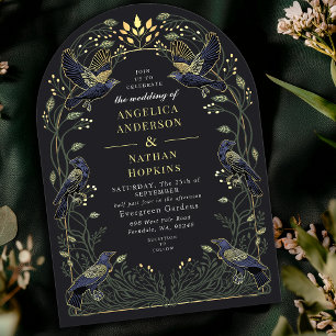 Zauberhafte Gothic Raven Floral Wedding Ach Einladung