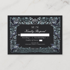 Zauberhafte gotische Raven Floral Wedding Silver U Begleitkarte