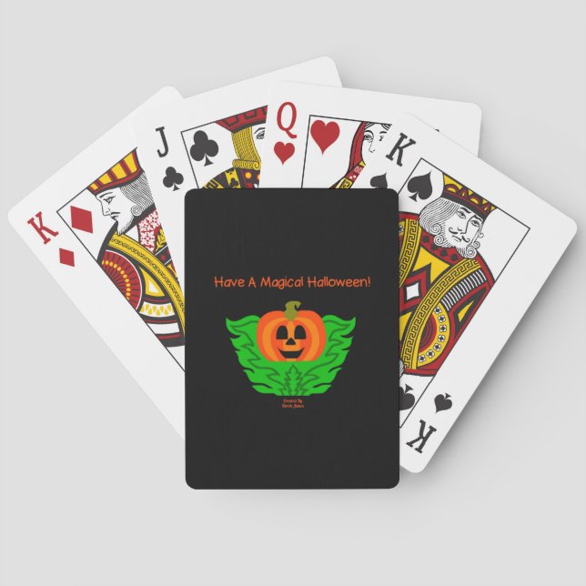 Zauberhafte Halloween-Kürbiskröschen Spielkarten (Rückseite)