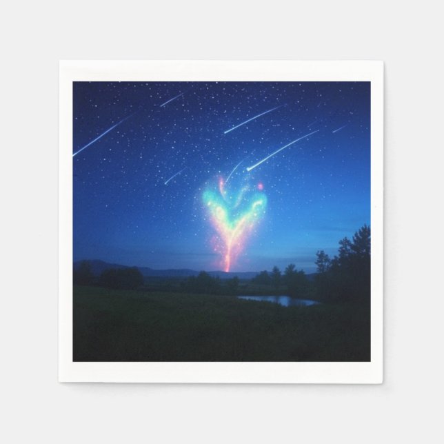 Zauberhafte, herzförmige Bokeh-Nacht-Himmel Hinter Serviette (Vorderseite)