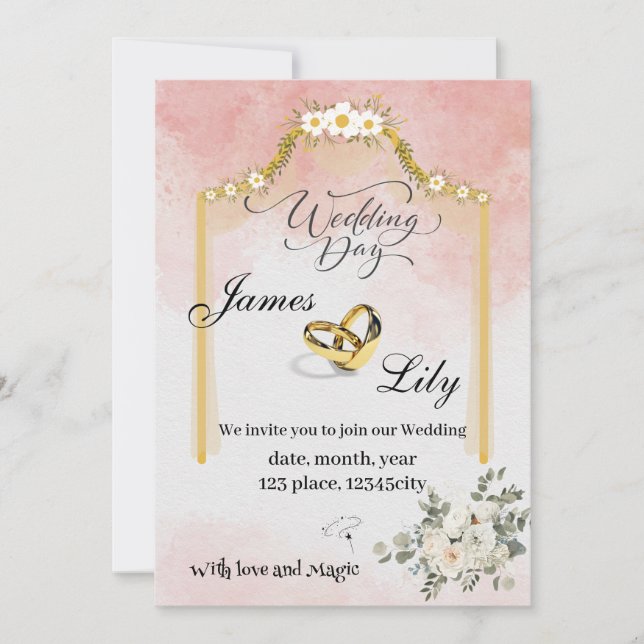 Zauberhafte Hochzeit Einladung zu einer magischen  (Vorderseite)