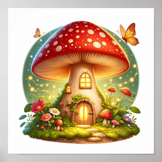 Zauberhafte Hütte Kids im Mushroom House Poster (Vorne)