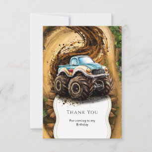 Zauberhafte Kids' Monster Truck Geburtstag Dankeskarte