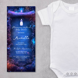 Zauberhafte Lila verzauberte Forest Scroll Babydus Einladung