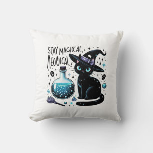 Zauberhafte Meowgische Hexe Niedliche Katze bleibe Kissen