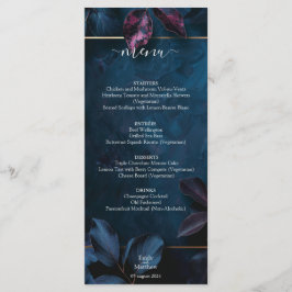 Zauberhafte Midnight Garden Wedding Menükarte