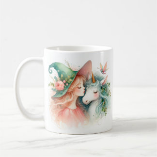 Zauberhafte Morgenmagie Hexen Einhorn Aquarell Kaffeetasse