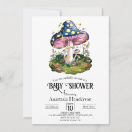 Zauberhafte Mushroom-Babydusche Einladung