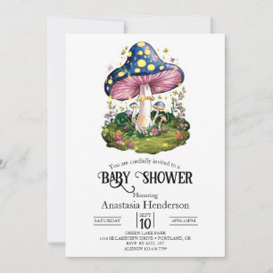 Zauberhafte Mushroom-Babydusche Einladung