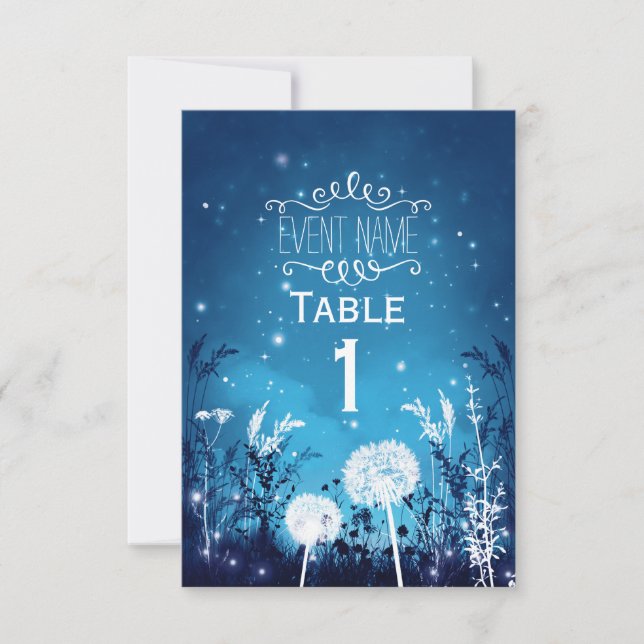 Zauberhafte Night Sky Stars & Foliage Blue RSVP Ka (Vorderseite)