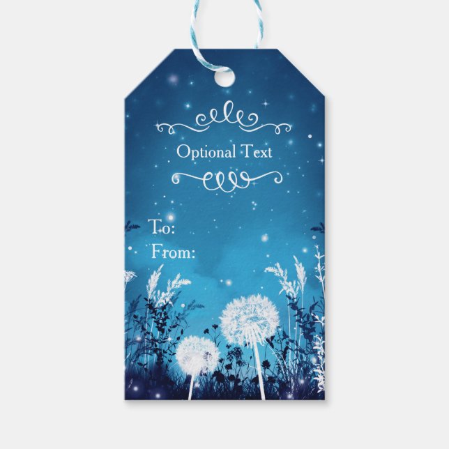 Zauberhafte Night Sky Stars & Foliage Blue Wedding Geschenkanhänger (Vorderseite)