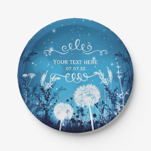 Zauberhafte Night Sky Stars & Foliage Blue Wedding Pappteller