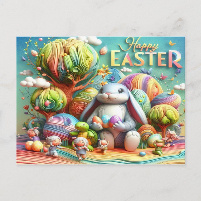 Zauberhafte Osterhase Feiertagspostkarte (Vorderseite)