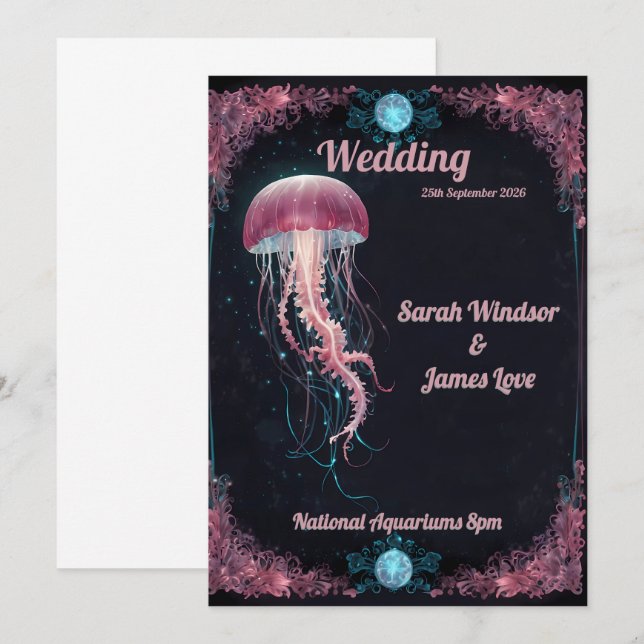 Zauberhafte Ozeanelegung: Eine mystische Hochzeit Einladung (Vorne/Hinten)