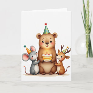 Zauberhafte Partykarte mit Waldtieren Karte
