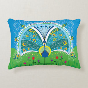 Zauberhafte Pfau-Symmetrie Dekokissen