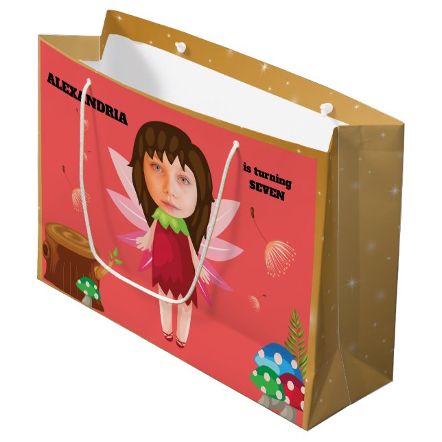 Zauberhafte Pixie-Fab für neue Spaß-Kinder Große Geschenktüte (Vorderseite Schrägansicht)