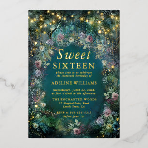 Zauberhafte Rose Fairy Light Sweet 16 Folieneinladung